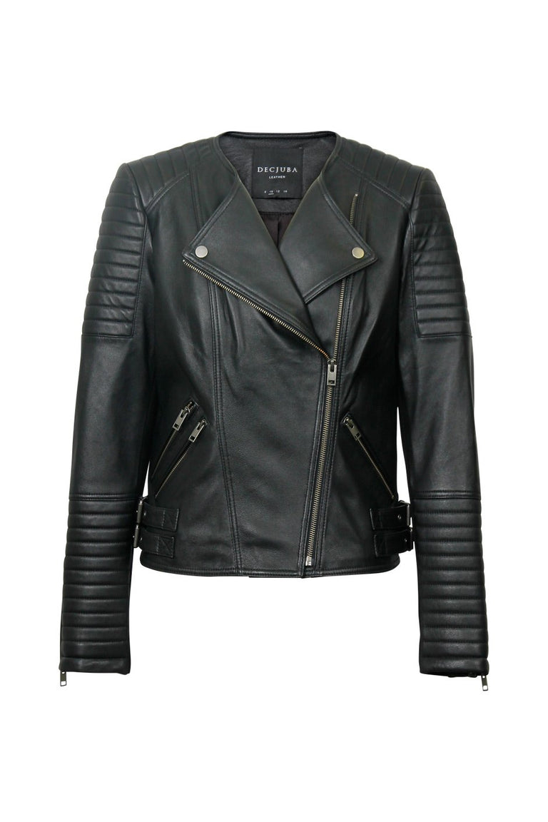 [TEST] Cory Collarless Leather Jacket
