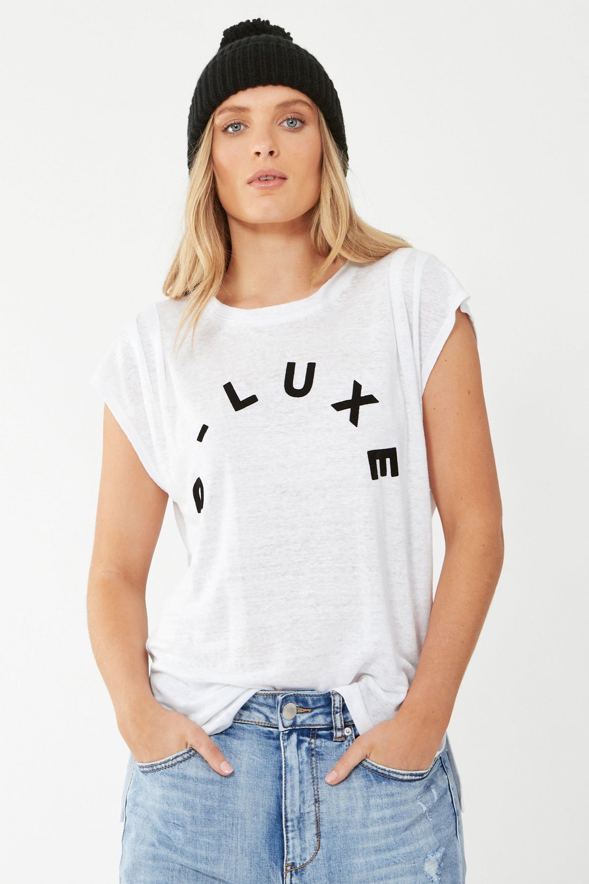[TEST] D-Luxe Ruched Sleeve Logo Tee
