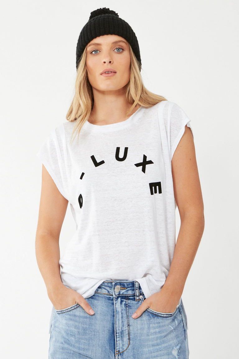 [TEST] D-Luxe Ruched Sleeve Logo Tee