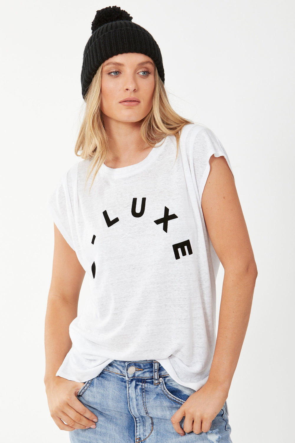 [TEST] D-Luxe Ruched Sleeve Logo Tee