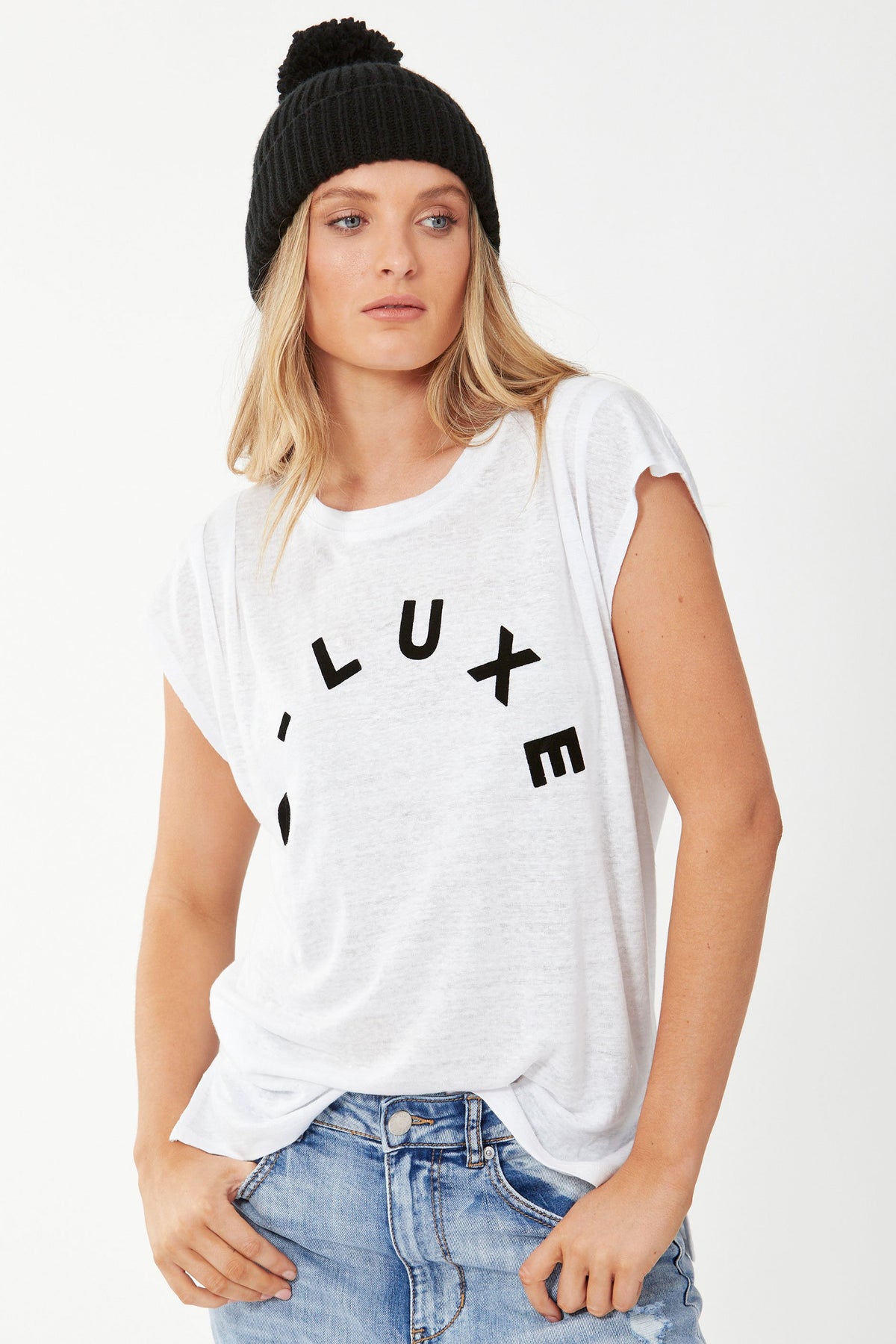 [TEST] D-Luxe Ruched Sleeve Logo Tee