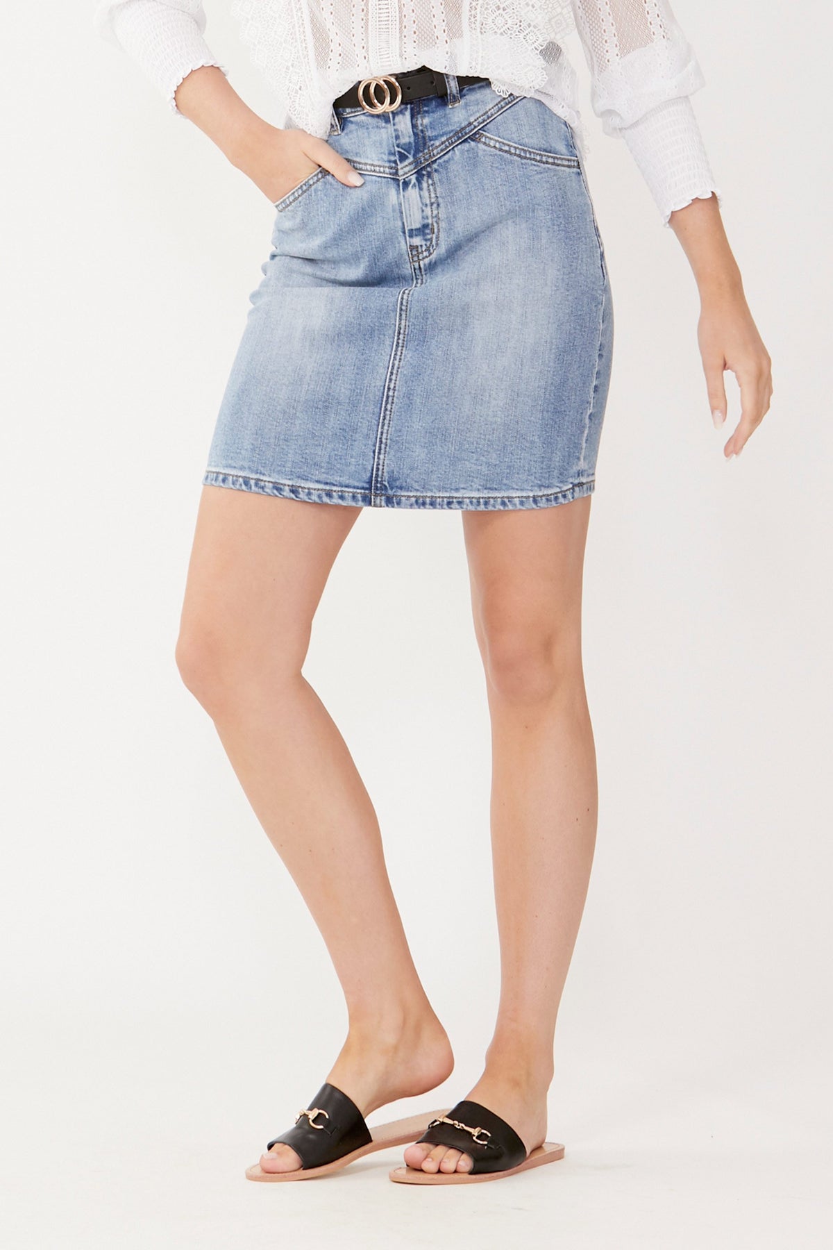 [TEST] Gina Yoke Front Denim Skirt