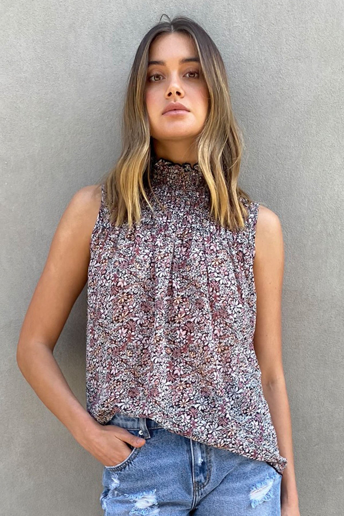 [TEST] Estelle Sleeveless Shirred Top