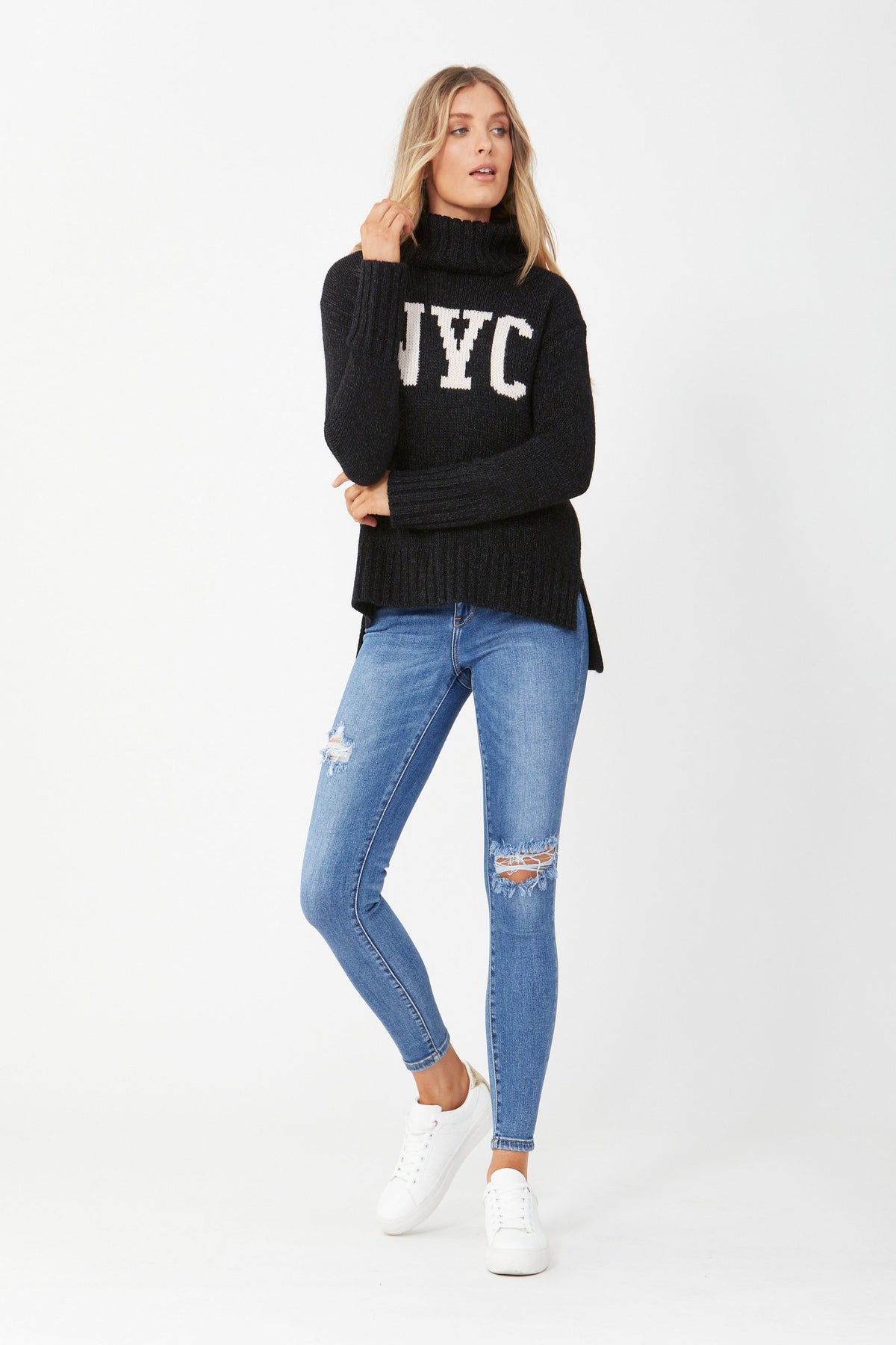 [TEST] NYC Text High Neck Knit