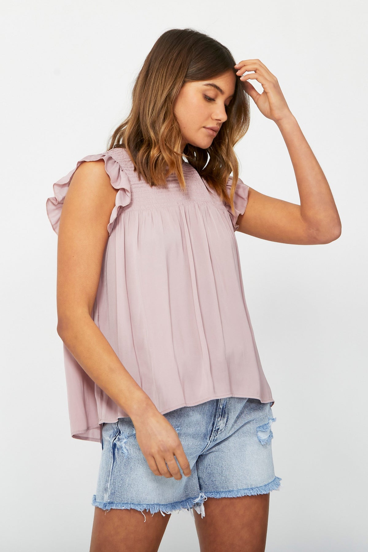 [TEST] Elise Shirred Ruffle Top