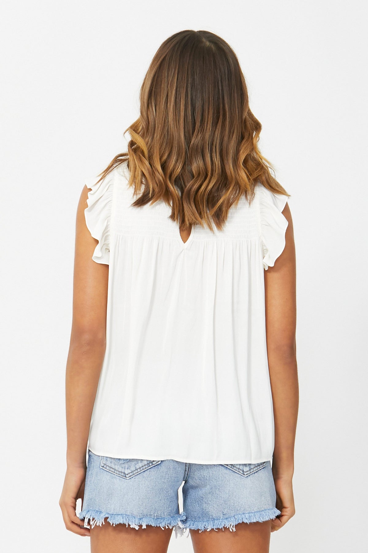 [TEST] Elise Shirred Ruffle Top
