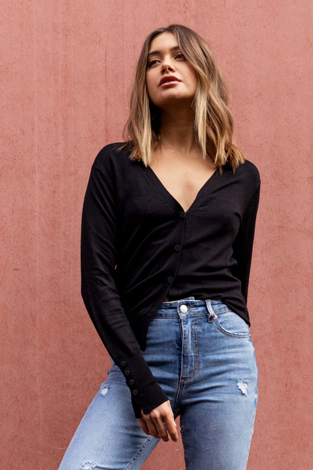 [TEST] Krystal Button Detail Cardi