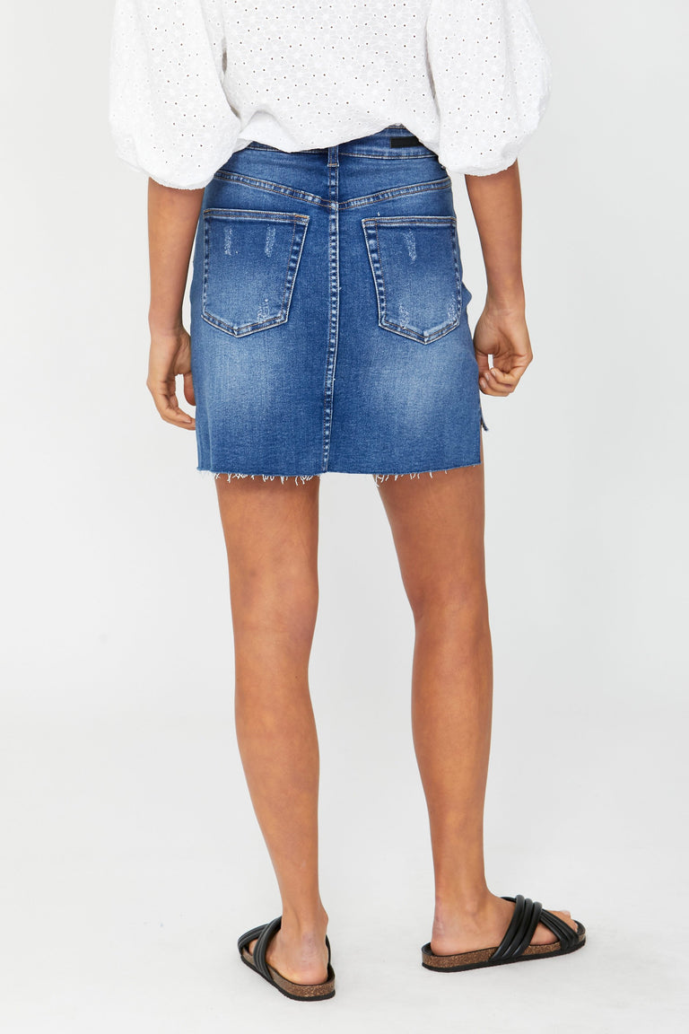 [TEST] Gina Stepped Hem Denim Skirt