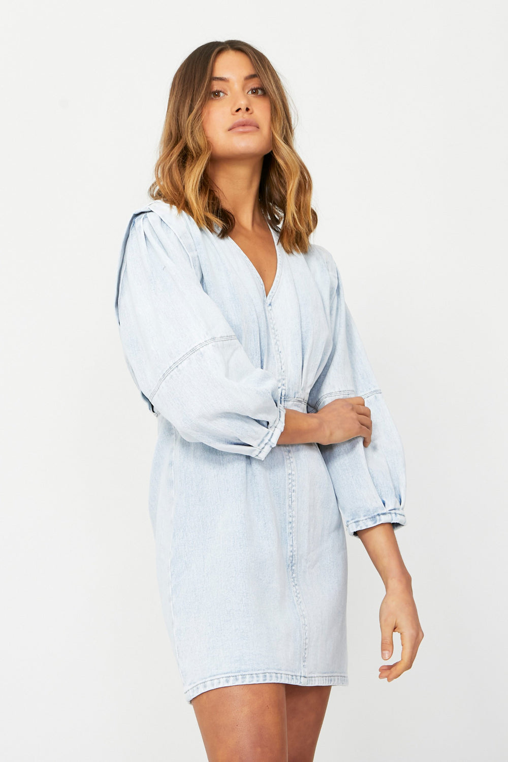 [TEST] Romie Puff Sleeve Denim Dress