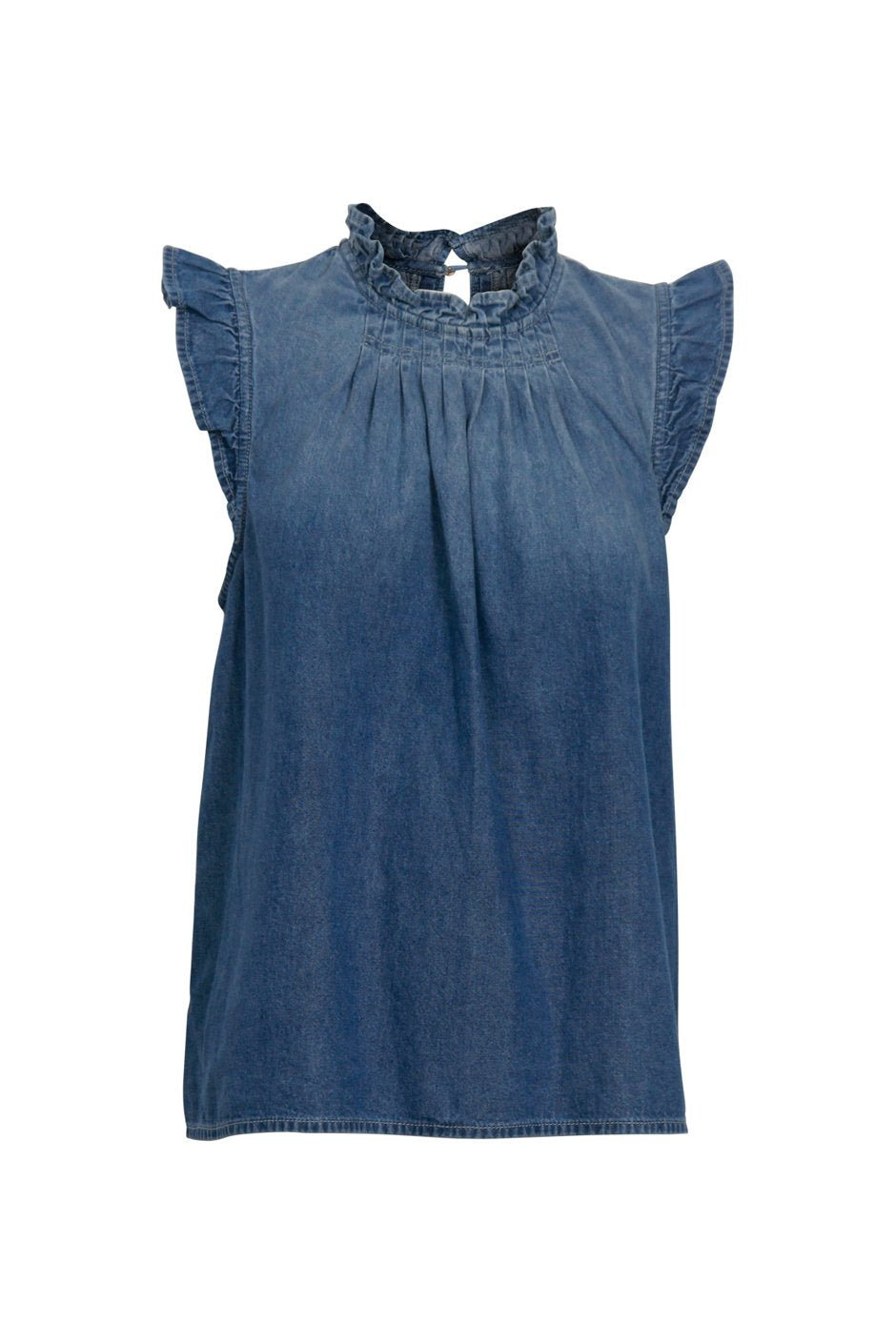 [TEST] Courtney Denim Ruffle Blouse