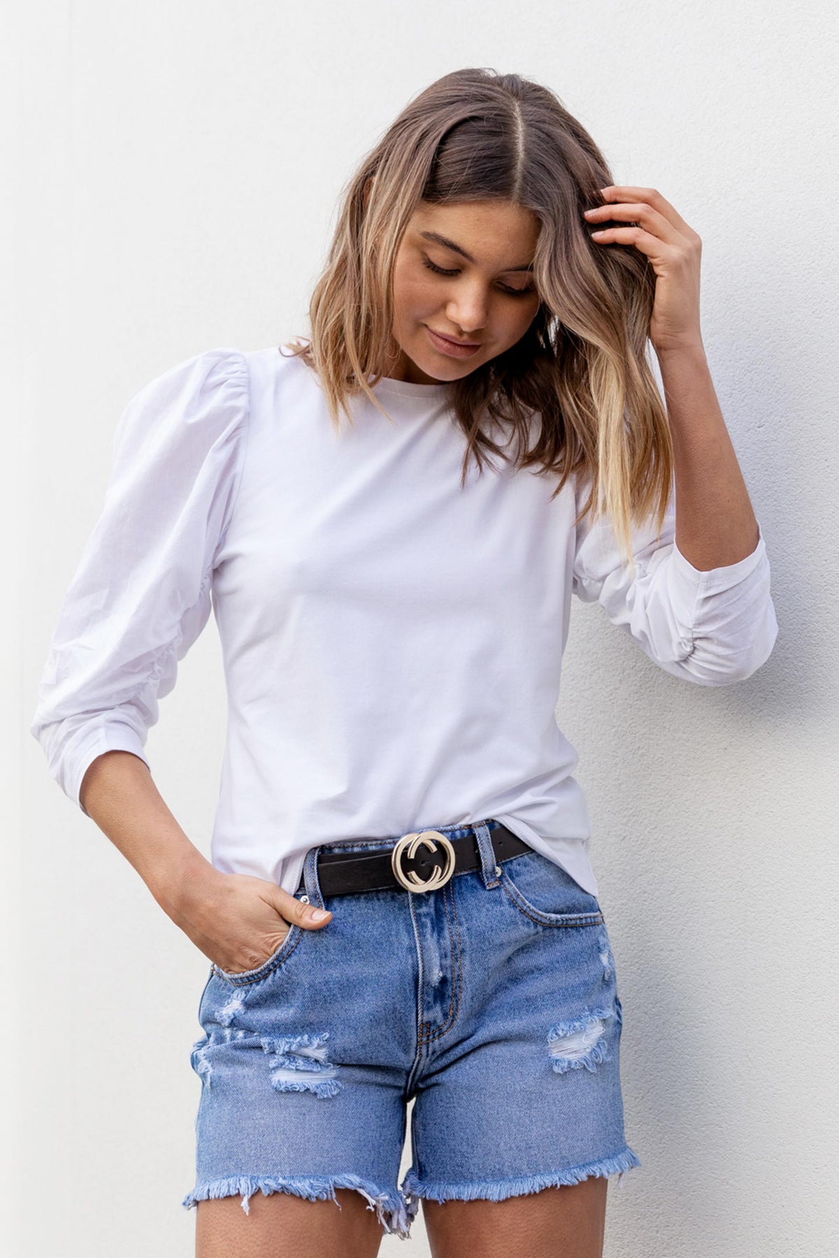 [TEST] Jada Ruched Puff Sleeve Tee