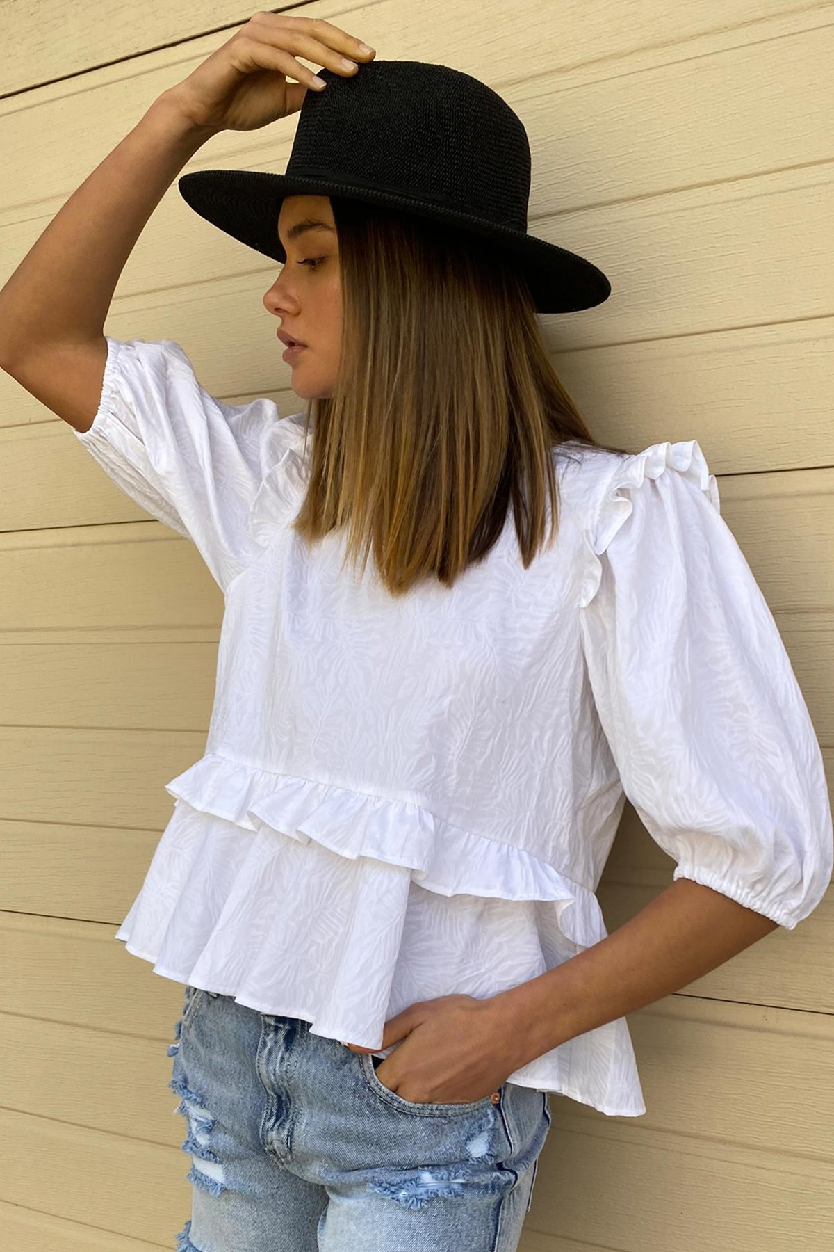 [TEST] Jackie Ruffle Detail Top