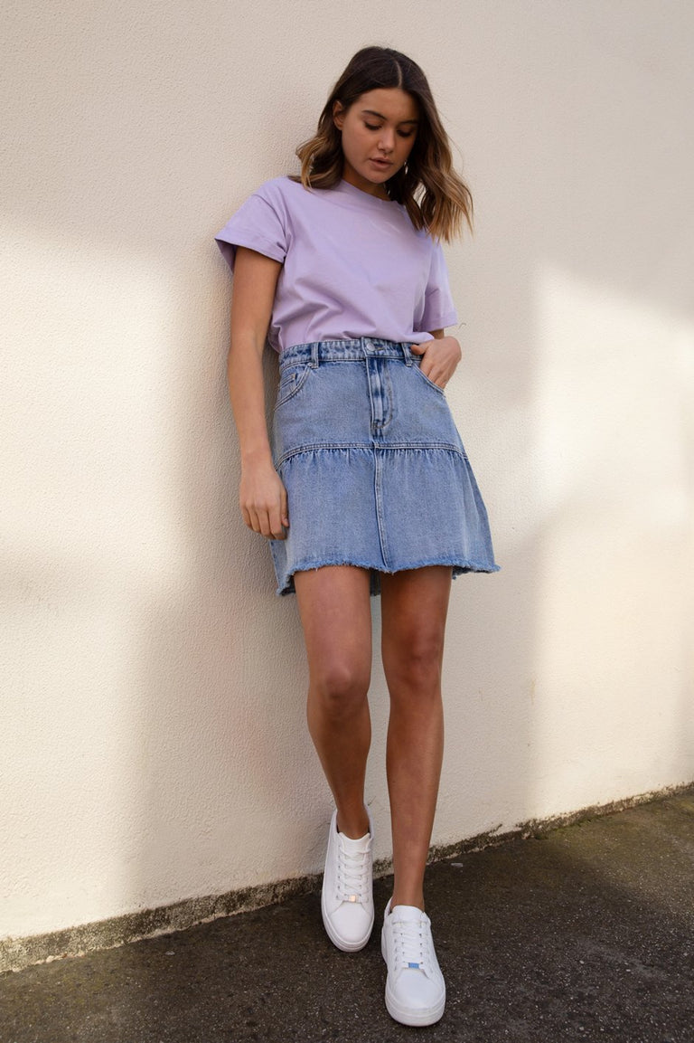 [TEST] Winnie Ruffle Denim Skirt