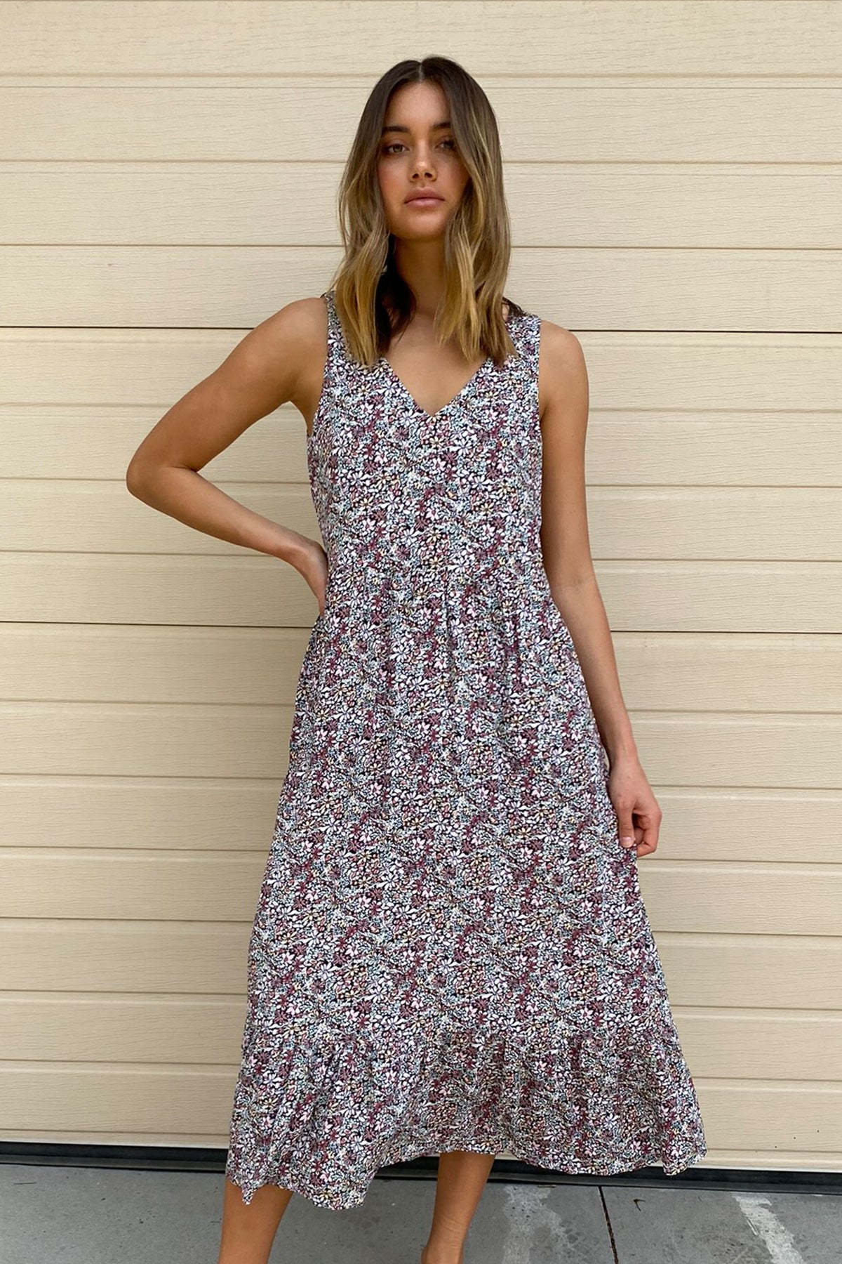 [TEST] Ari V Neck Tiered Midi Dress