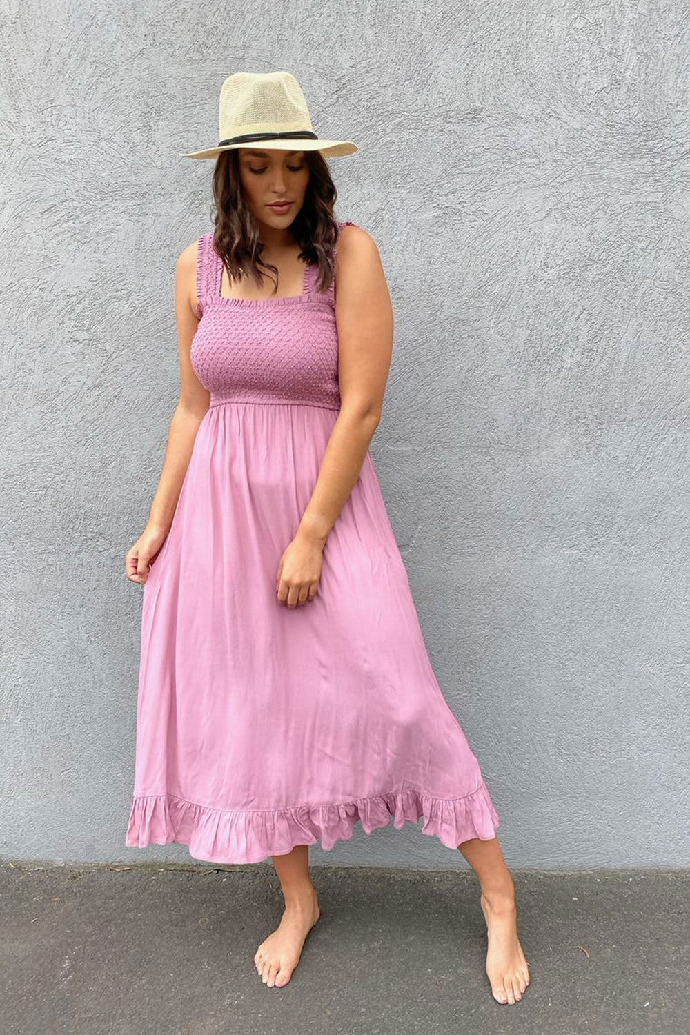 [TEST] Lucy Shirred Midi Dress