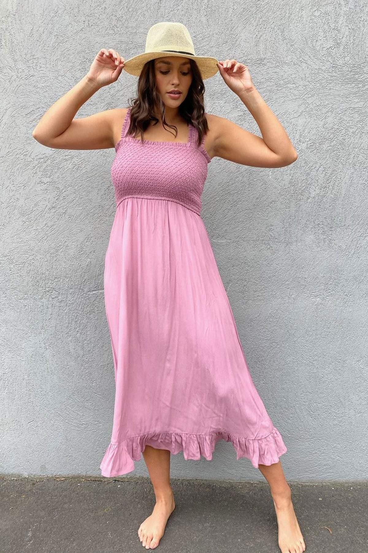 [TEST] Lucy Shirred Midi Dress