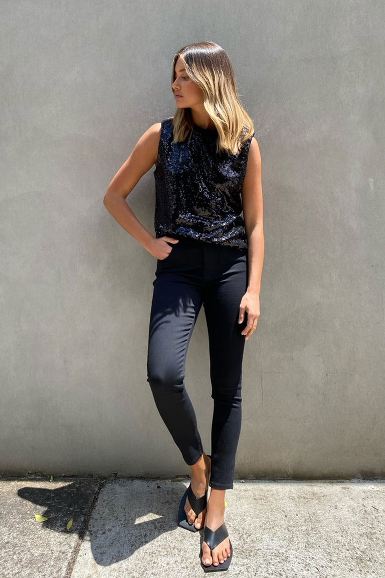 [TEST] Dani Sequin Shoulder Pad Top