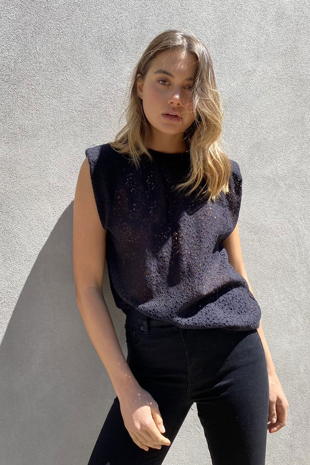 [TEST] Dani Shoulder Pad Lace Top