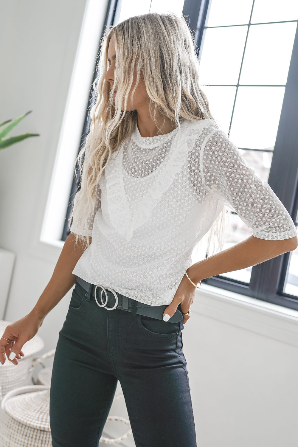 [TEST] Lucy Spot Mesh Top