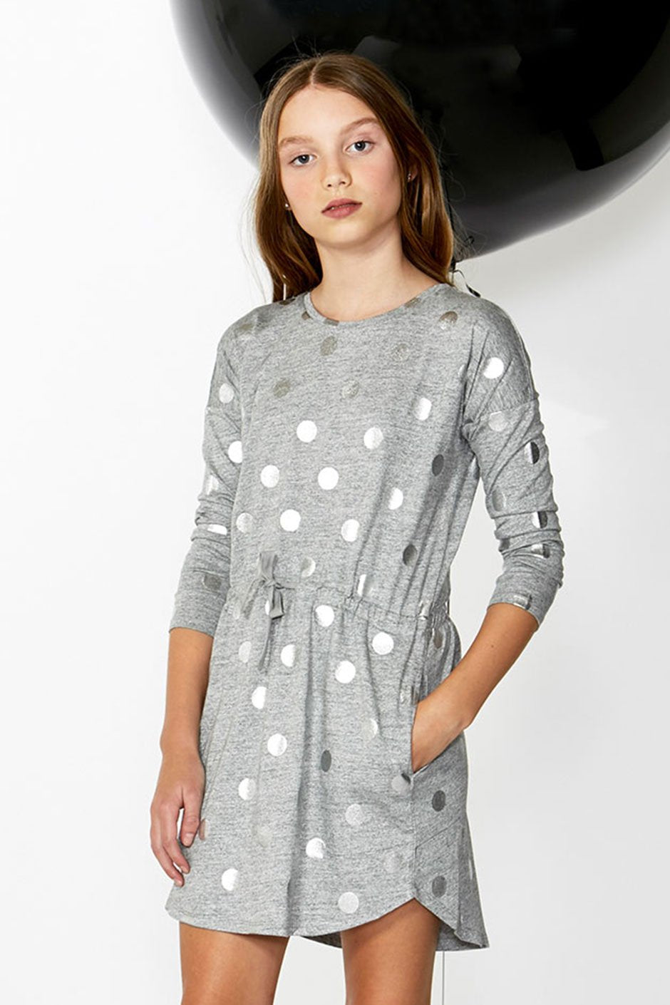 [TEST] Kids Metallic Spot L/S Dress