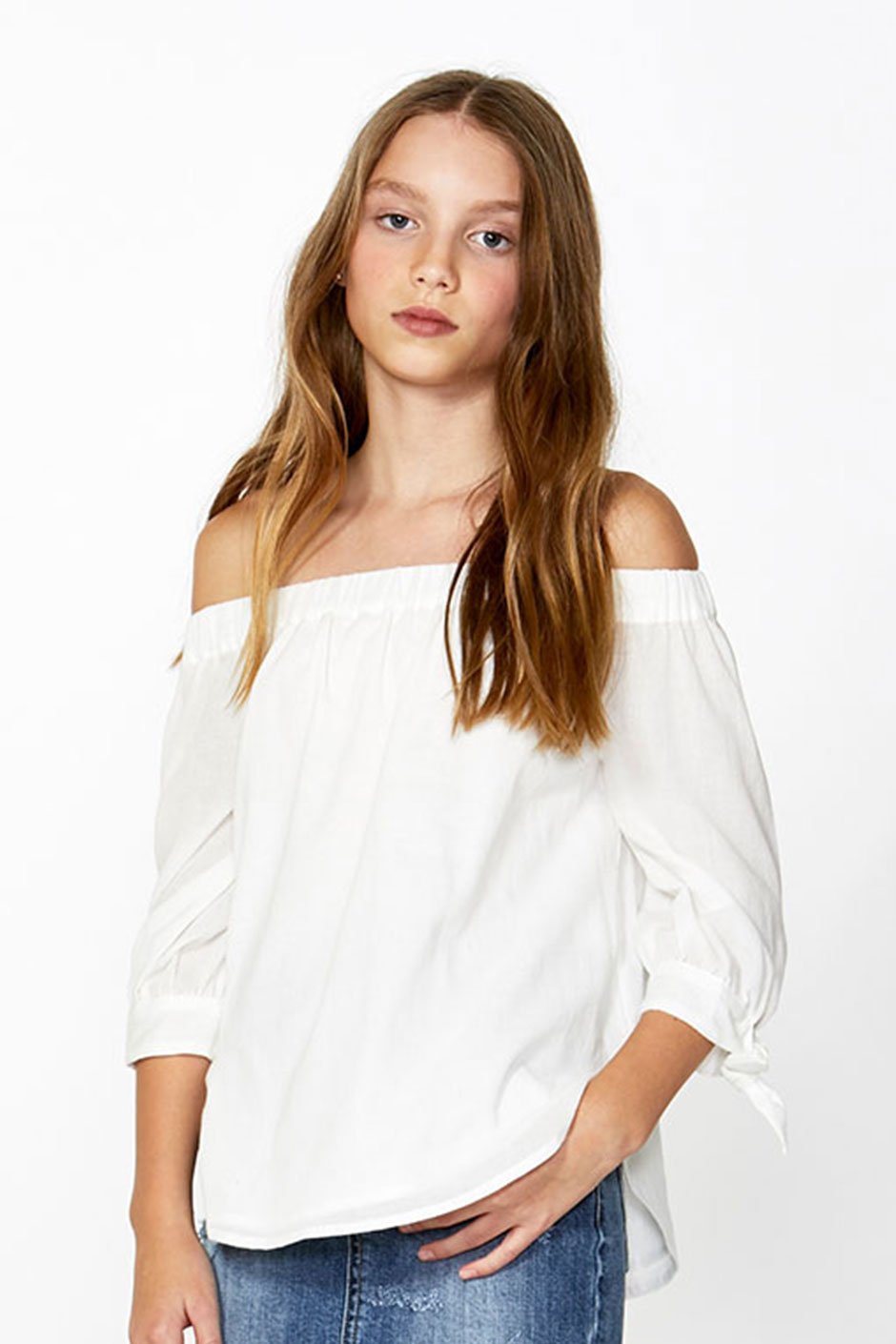 [TEST] Kids Off Shoulder Woven Top