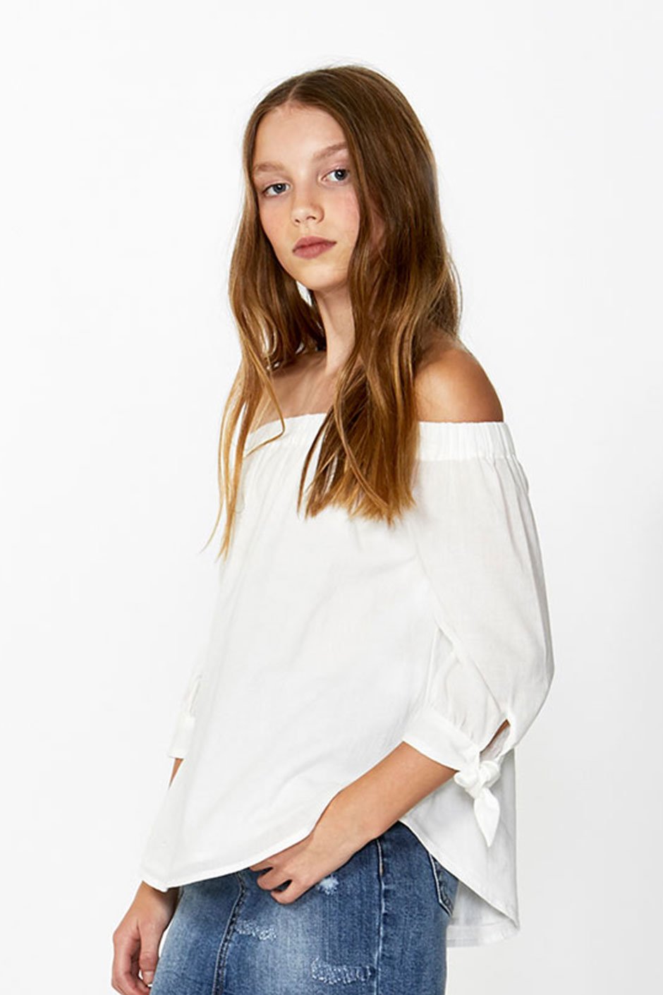 [TEST] Kids Off Shoulder Woven Top