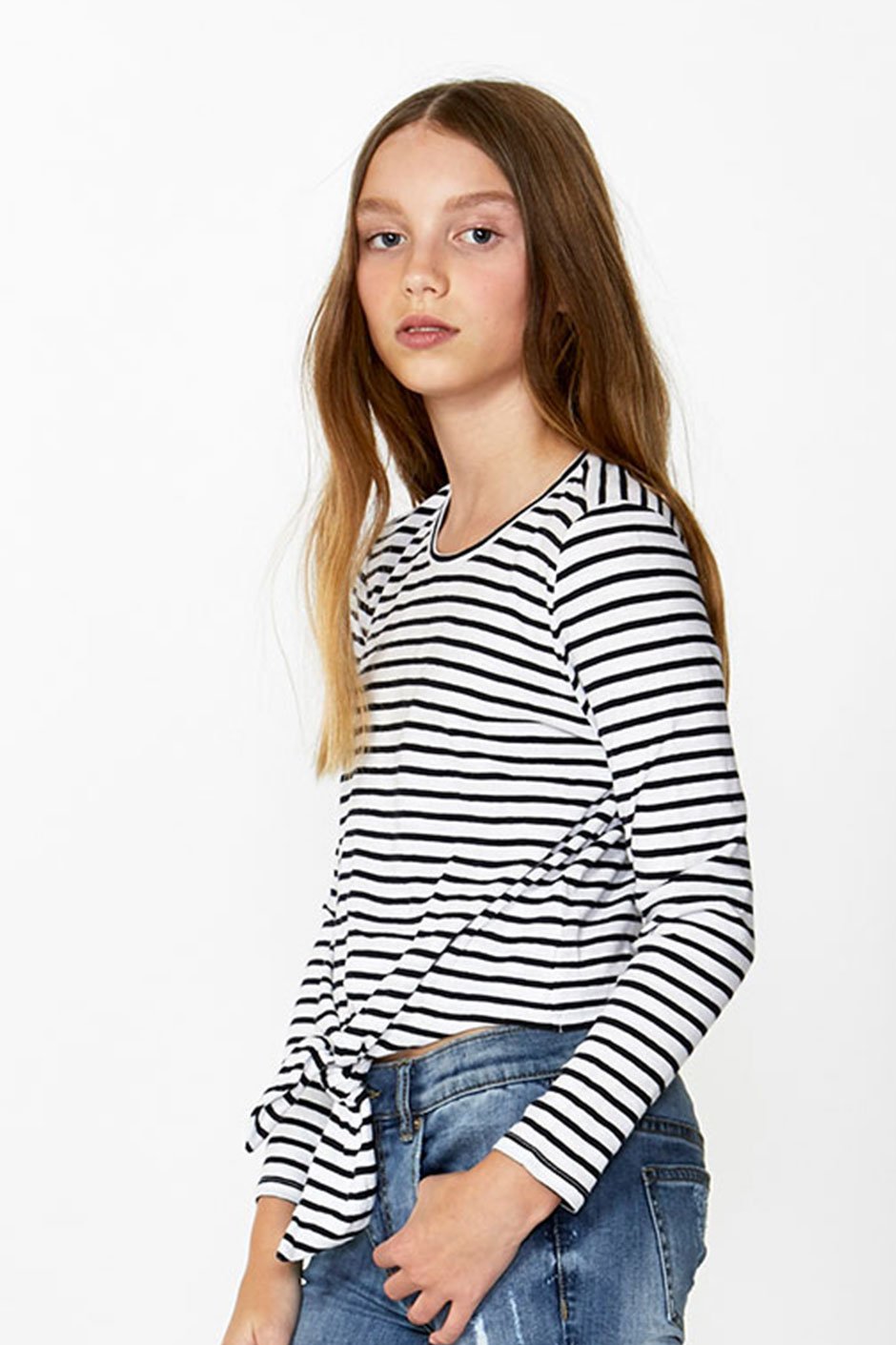 [TEST] Kids Tie Front Stripe Top