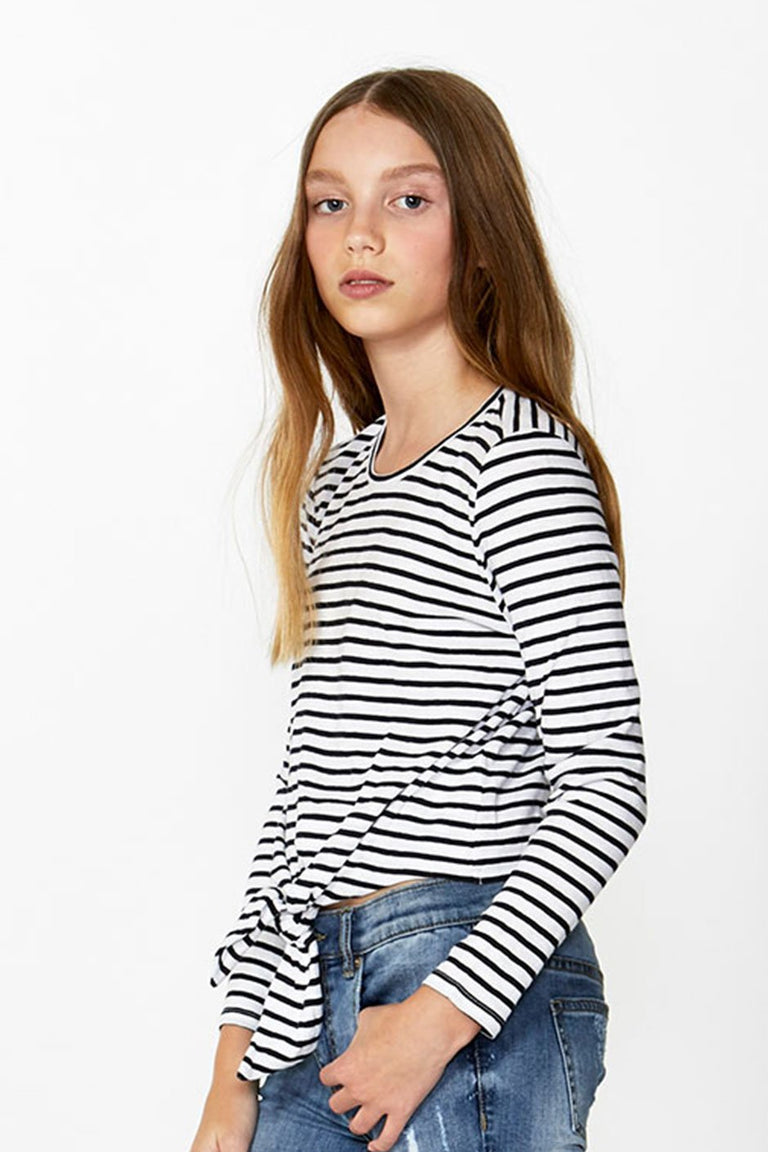 [TEST] Kids Tie Front Stripe Top