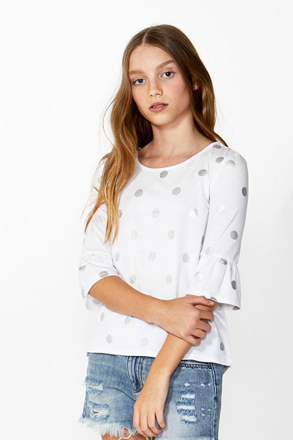[TEST] Kids Gathered Sleeve Spot Top