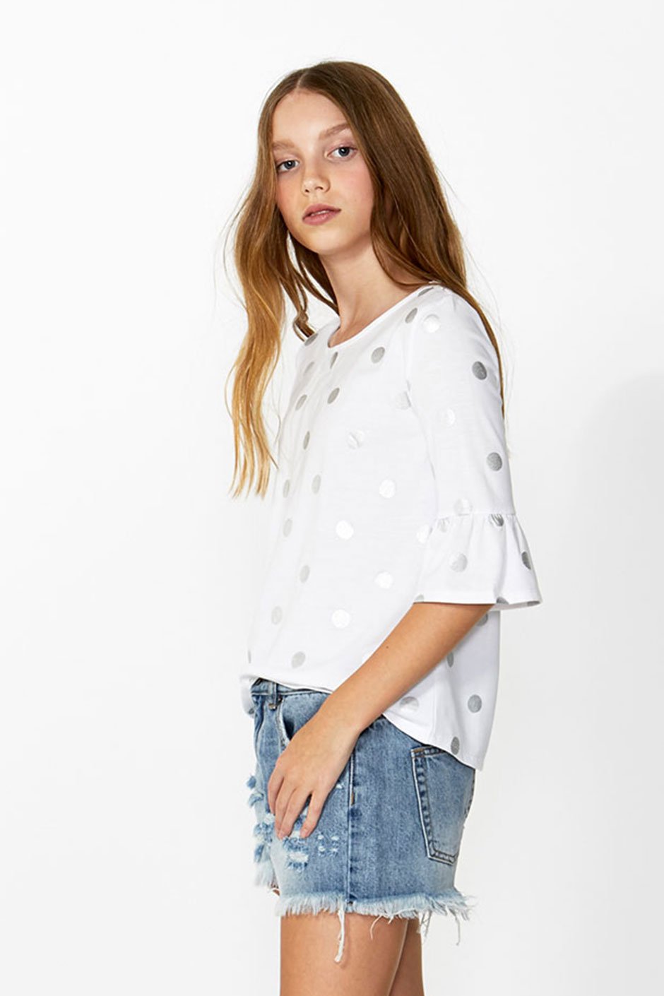 [TEST] Kids Gathered Sleeve Spot Top