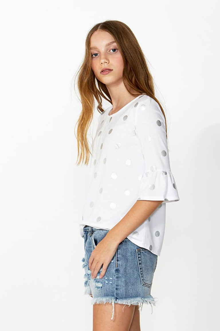 [TEST] Kids Gathered Sleeve Spot Top