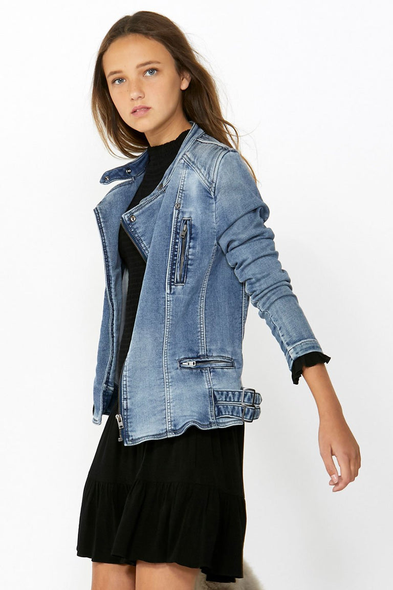 [TEST] Kids Denim Biker Jacket