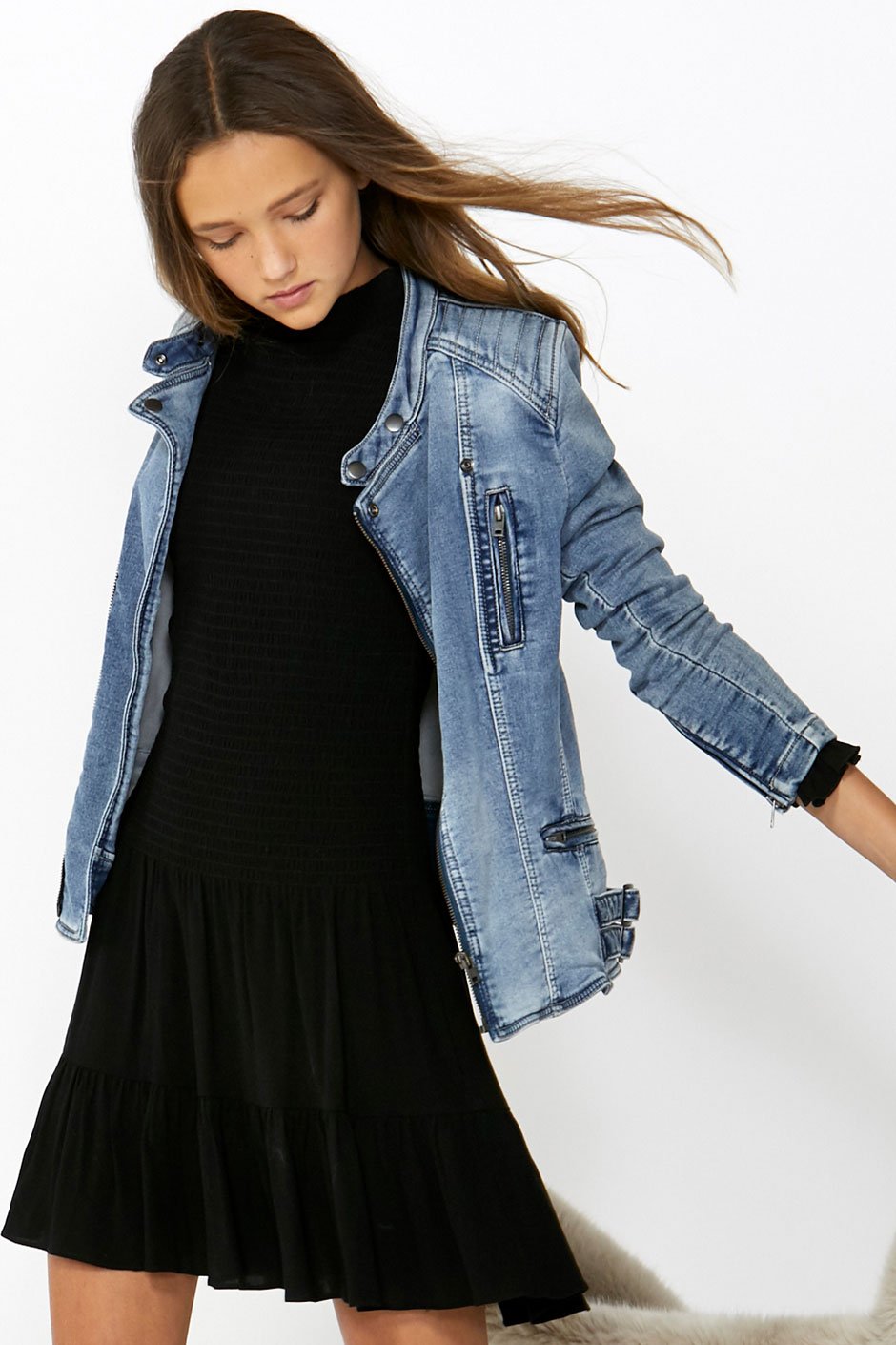 [TEST] Kids Denim Biker Jacket