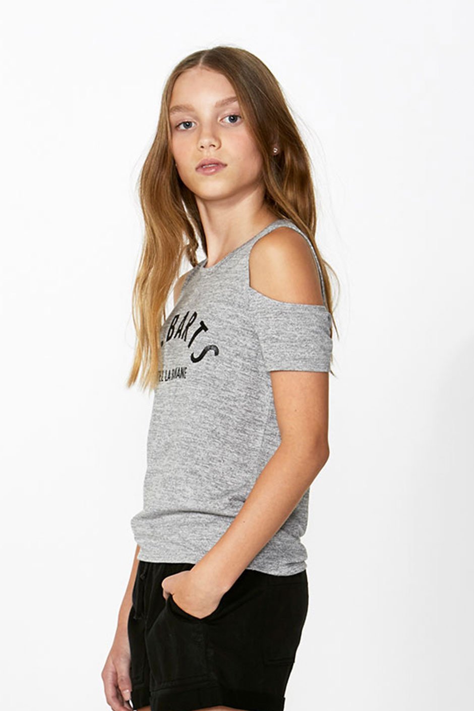 [TEST] Kids Cold Shoulder Text Tee
