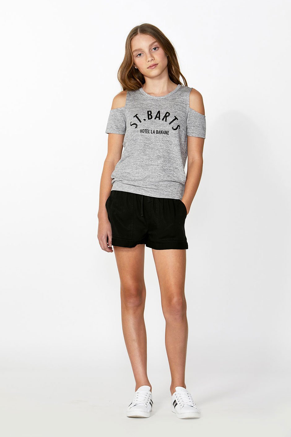 [TEST] Kids Cold Shoulder Text Tee
