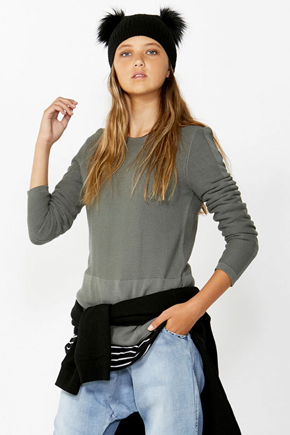 [TEST] Girls Curved Hem Jumper