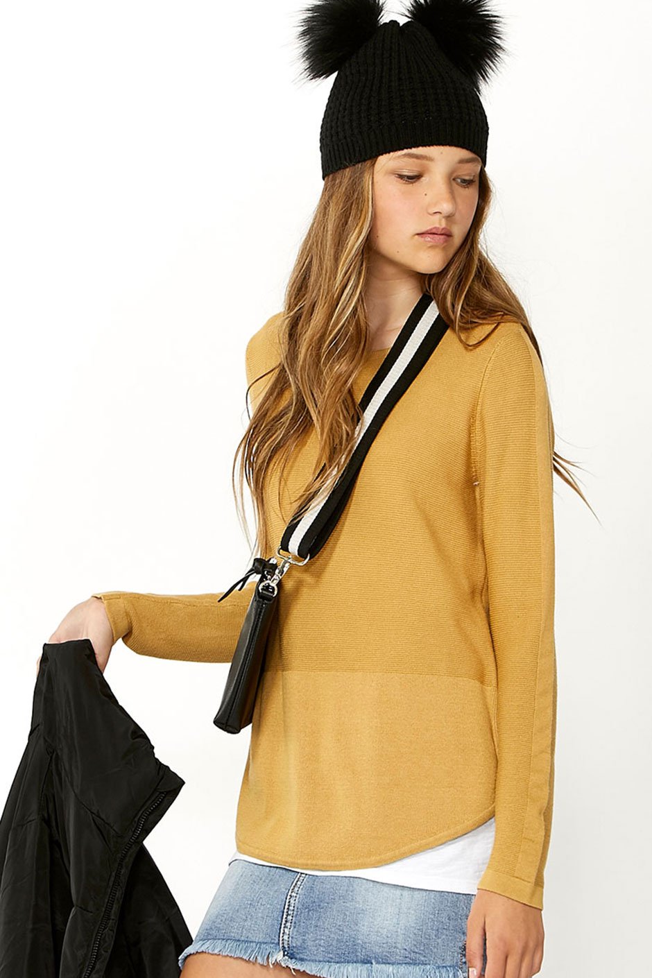 [TEST] Girls Curved Hem Jumper