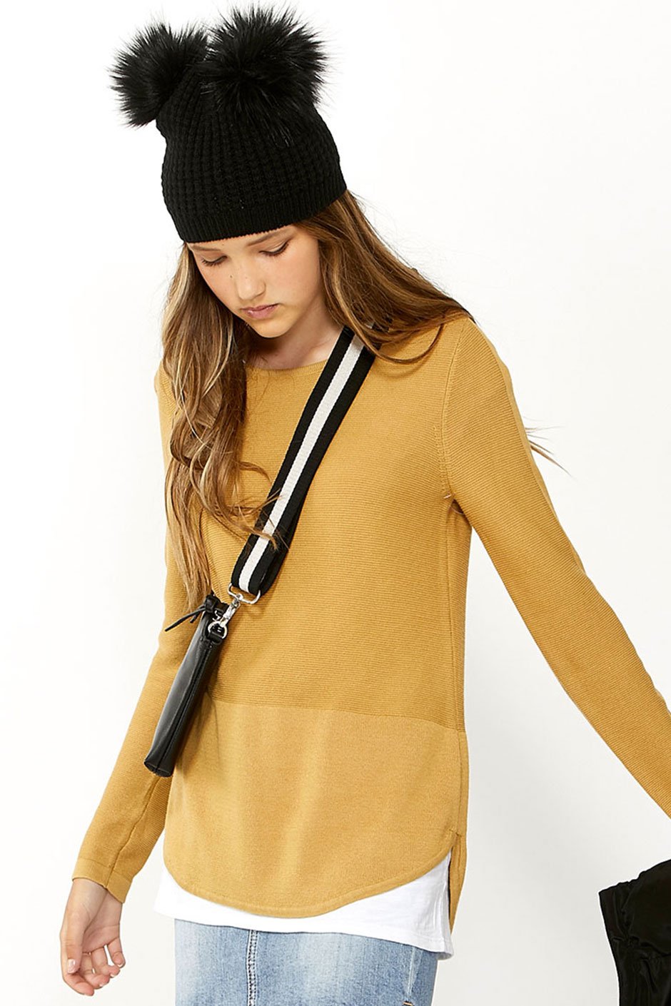 [TEST] Girls Curved Hem Jumper