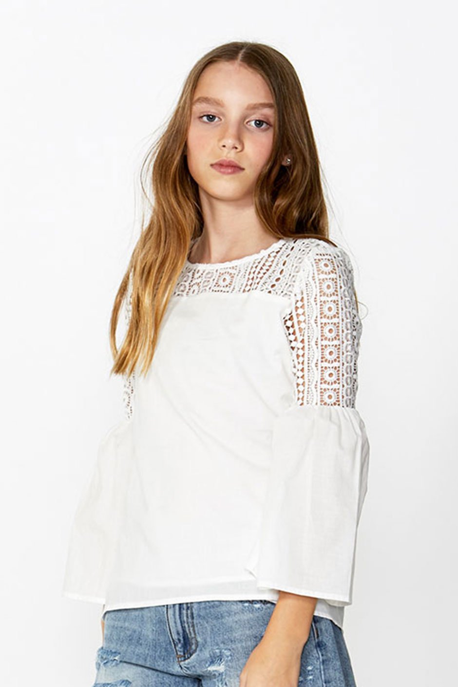 [TEST] Kids Lace Flared Sleeve Top