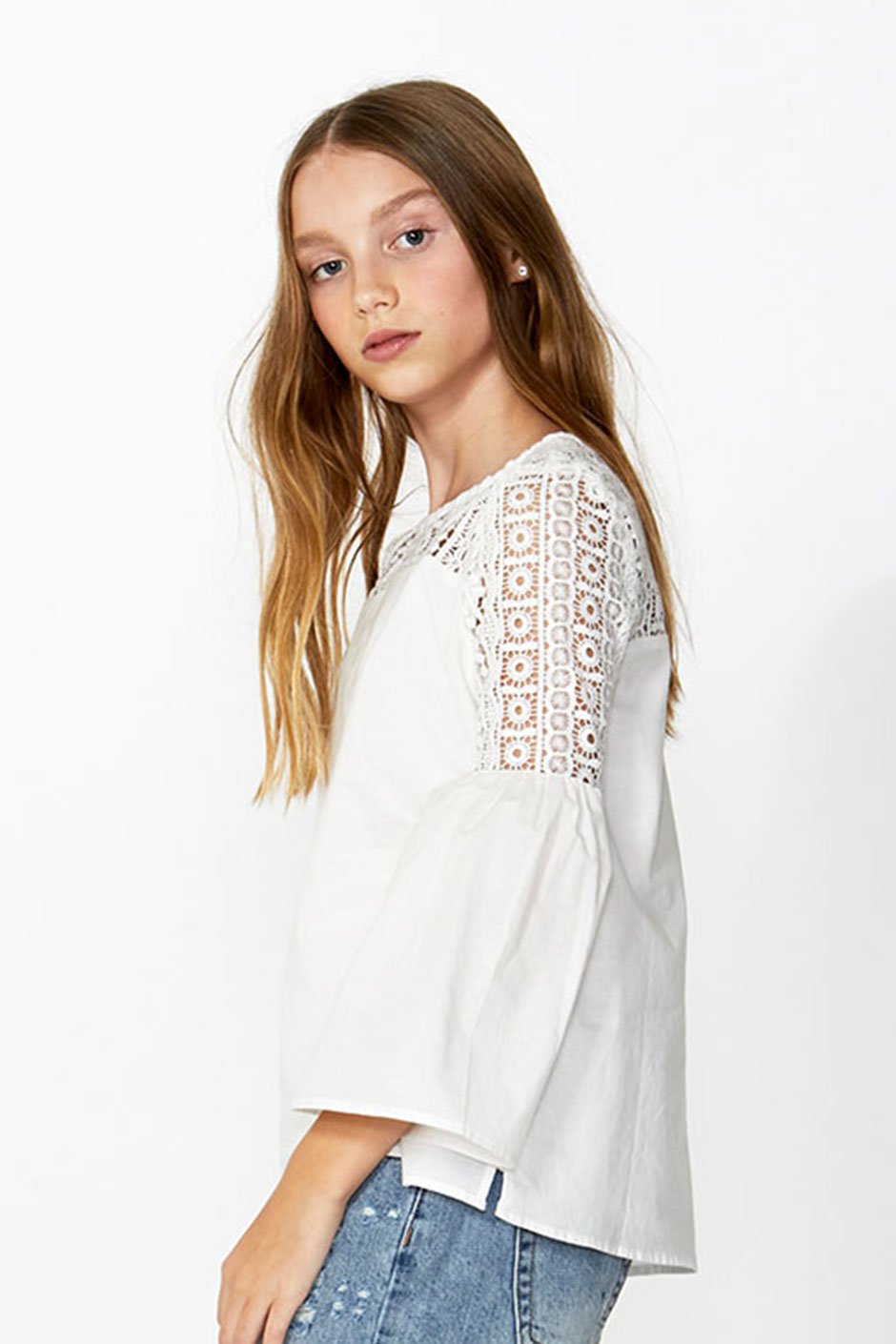 [TEST] Kids Lace Flared Sleeve Top