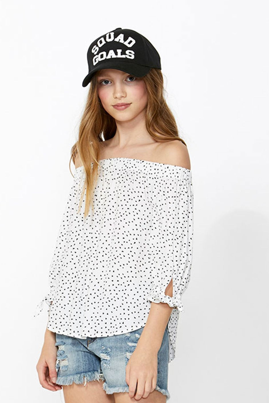 [TEST] Kids Printed Off Shoulder Top