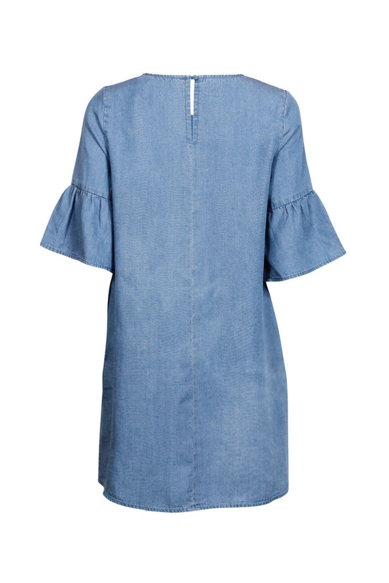 [TEST] Kids Fluted Slv Chambray Dress