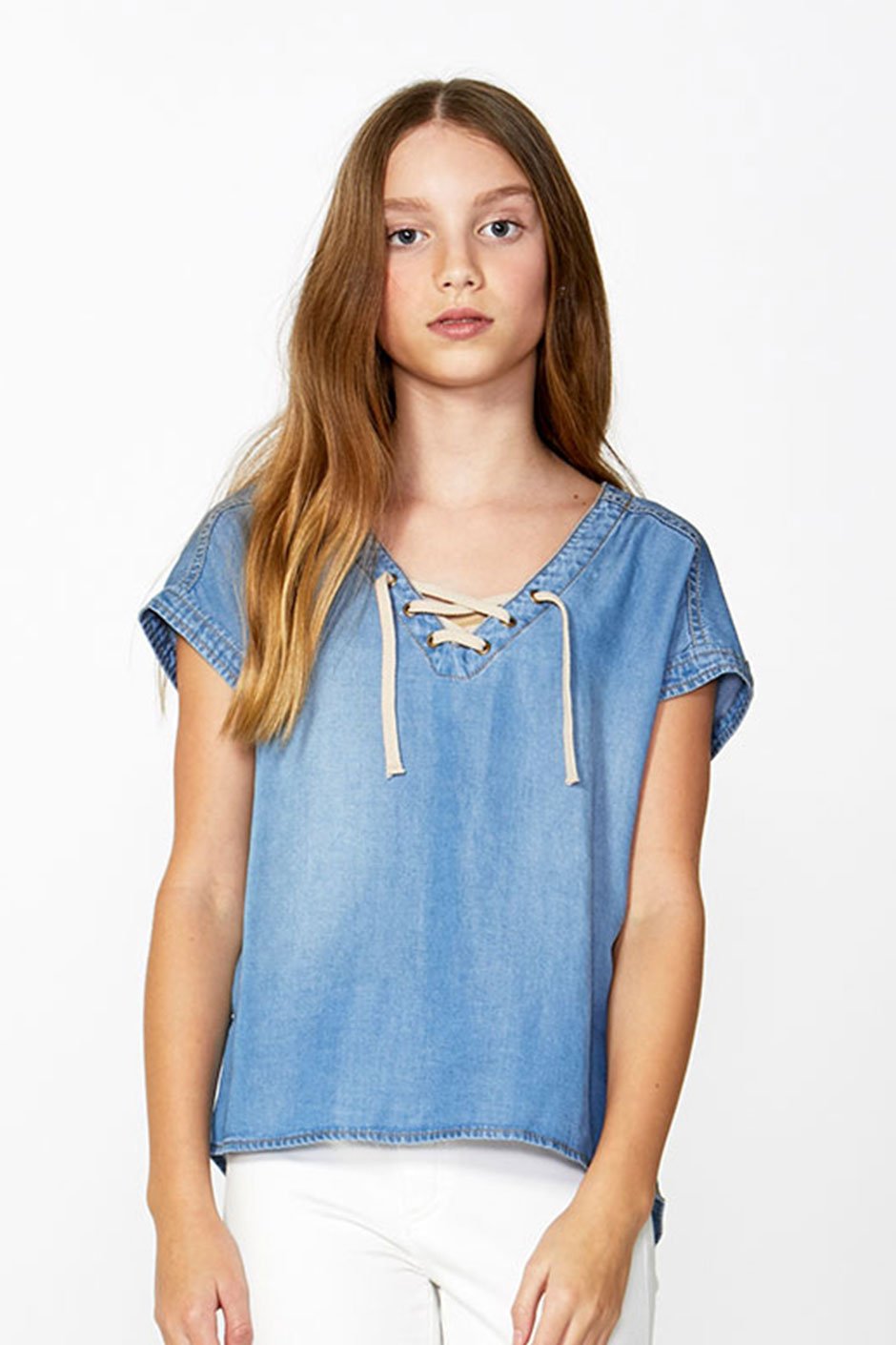 [TEST] Kids Lace Up Chambray Shirt