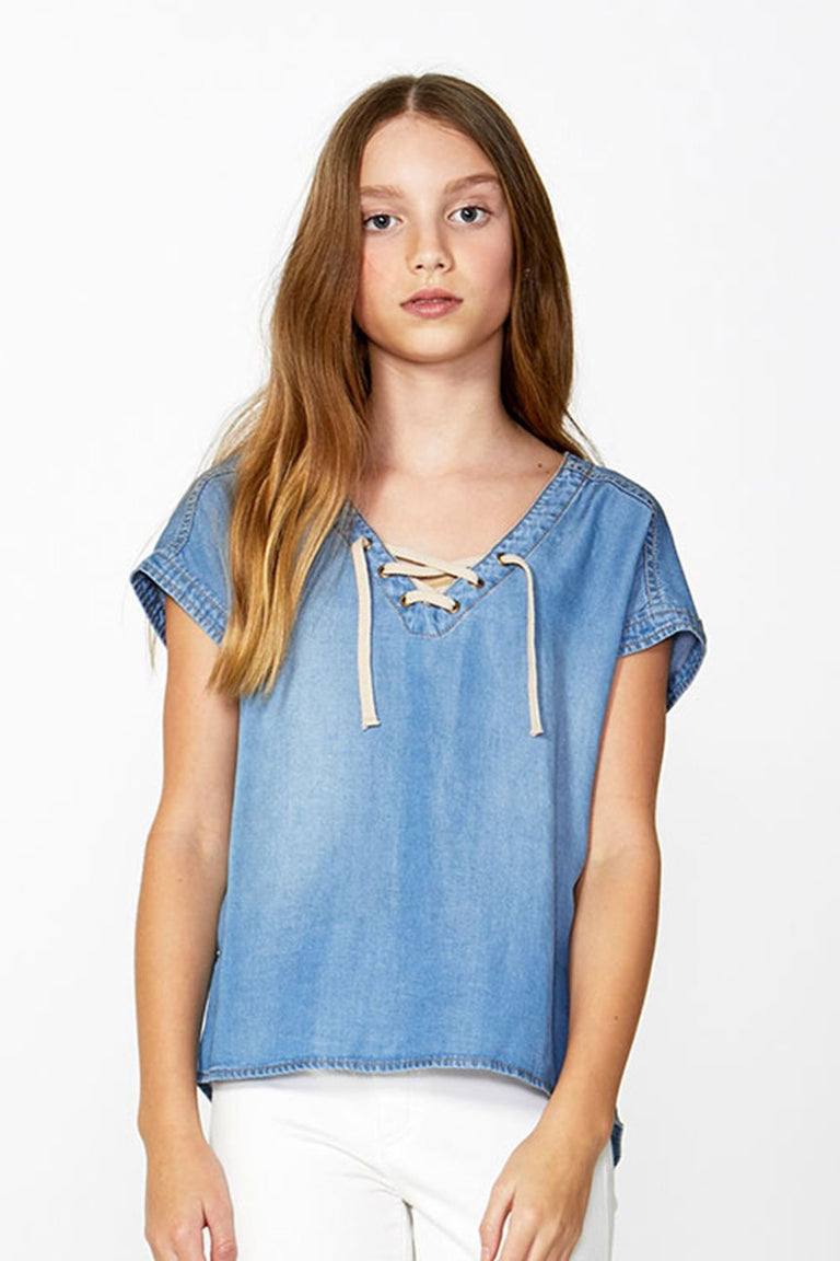[TEST] Kids Lace Up Chambray Shirt