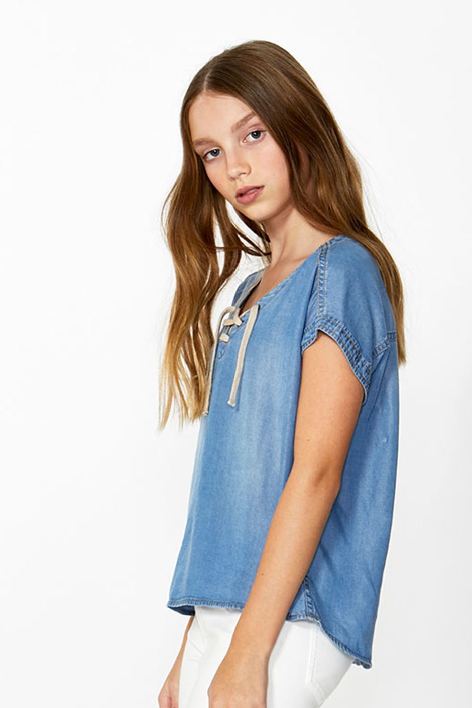 [TEST] Kids Lace Up Chambray Shirt