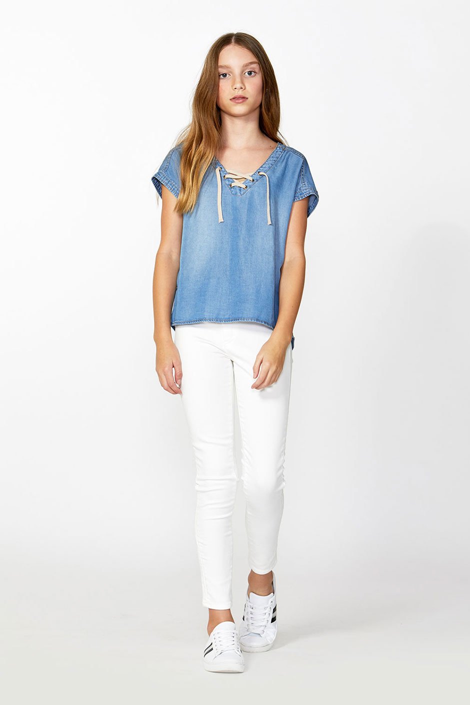 [TEST] Kids Lace Up Chambray Shirt