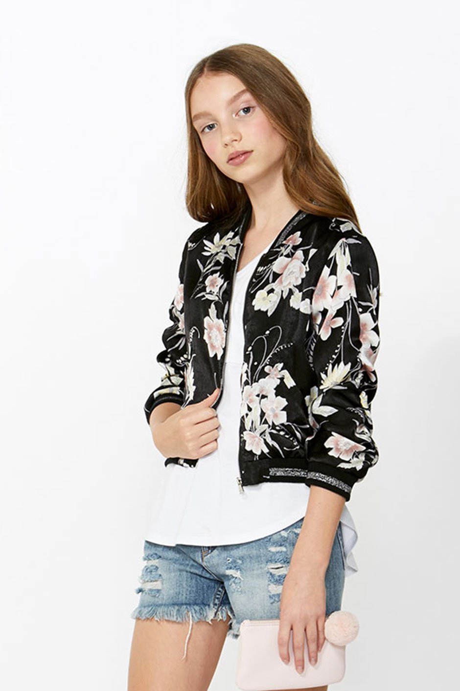[TEST] Kids Printed Satin Bomber