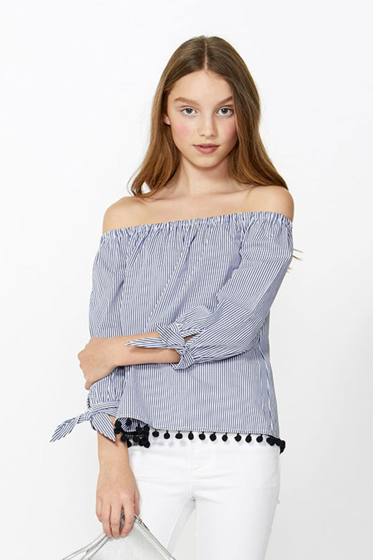 [TEST] Kids Off Shoulder Tie Slv Top