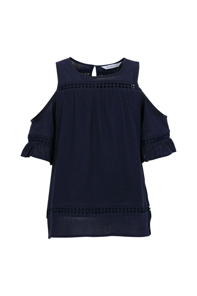 [TEST] Kids Lace Cold Shoulder Top