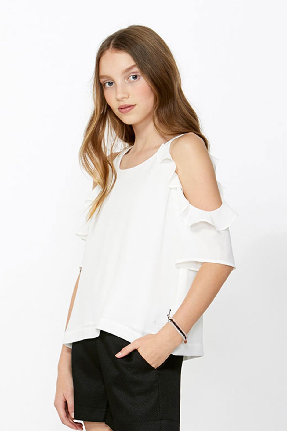 [TEST] Kids Cut Out Ruffle Sleeve Top